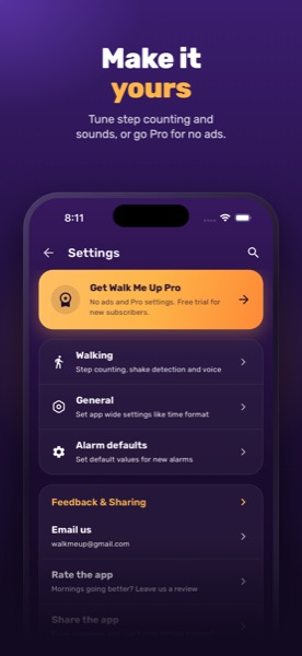 Alarm settings